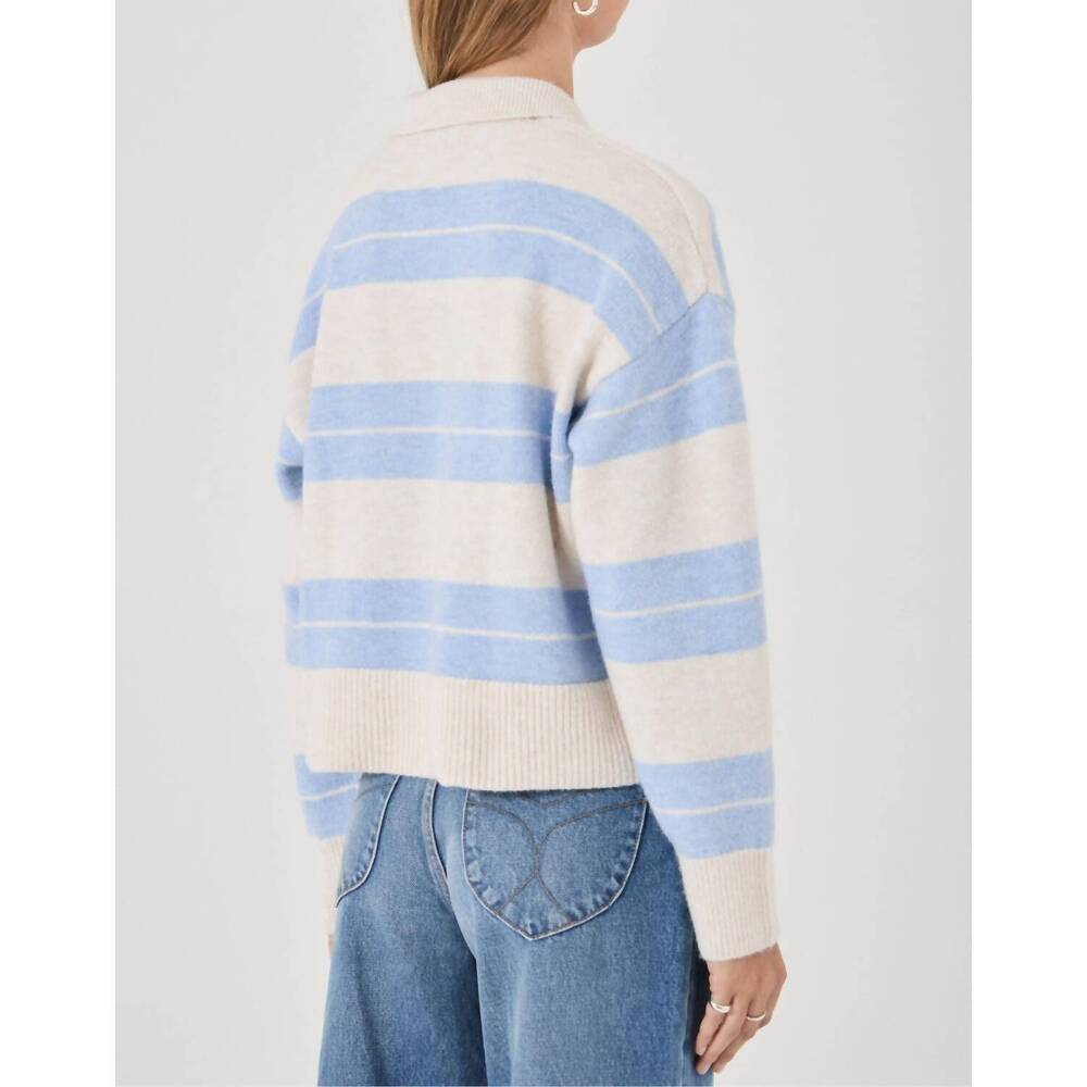 NEW ROLLA'S sofia stripe polo sweater in soft blue / ivory - Picture 2 of 4
